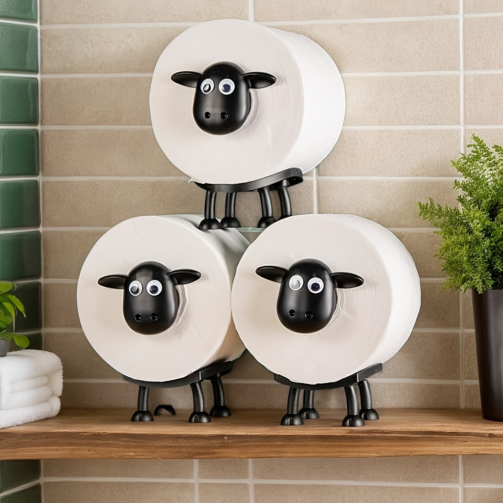 

[home ] Sheep-shaped Toilet Paper Holder - Bathroom Decor, Freestanding , Ideal Gift For New Year, Christmas, Or Halloween