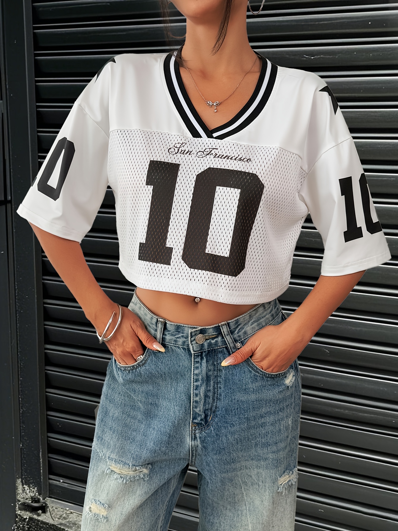 Floerns Women's Letter Print Crop Tee - Y2K Short Sleeve Crew Neck Stretchy Casual Top