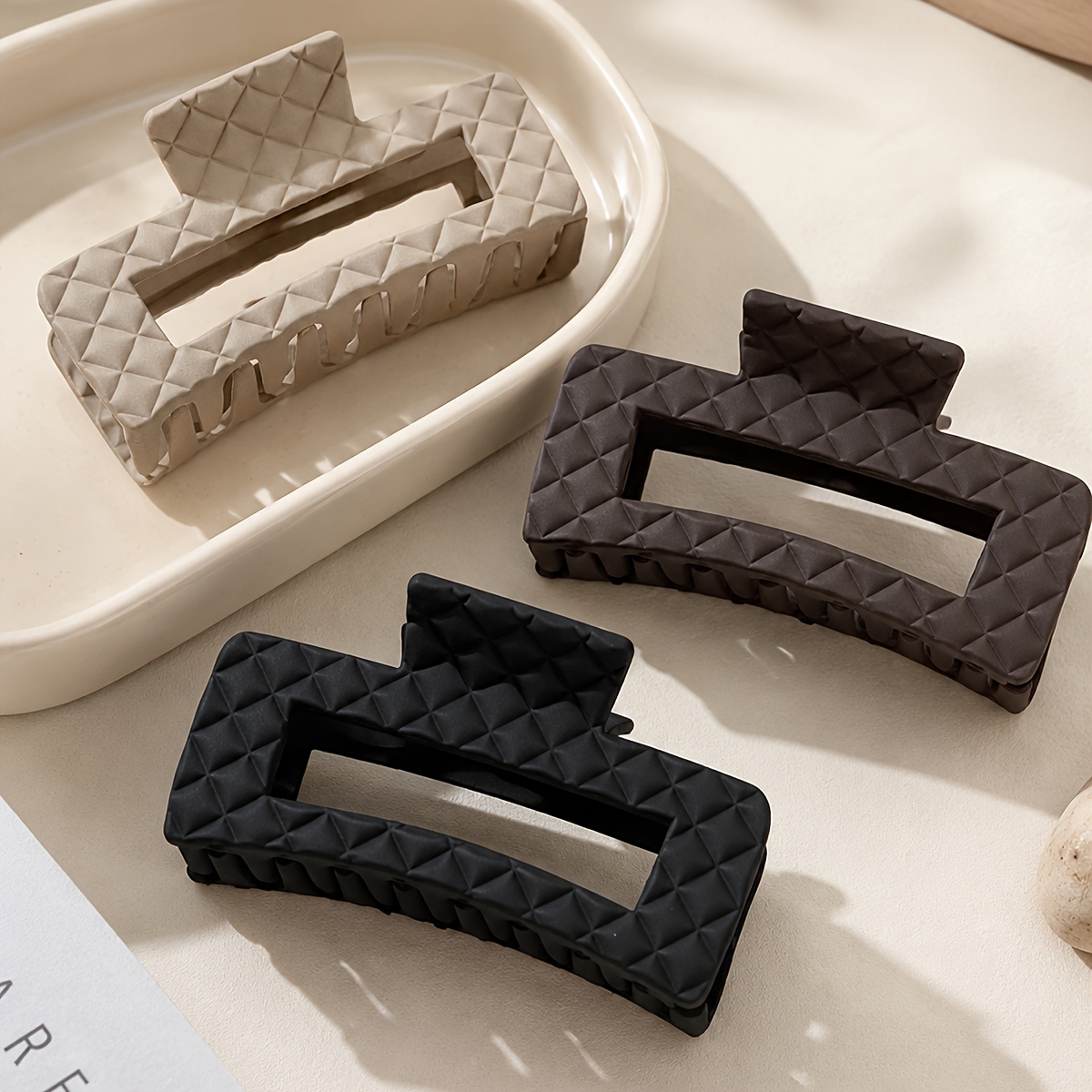 3pcs Premium Diamond Embossed Hair Clips Set