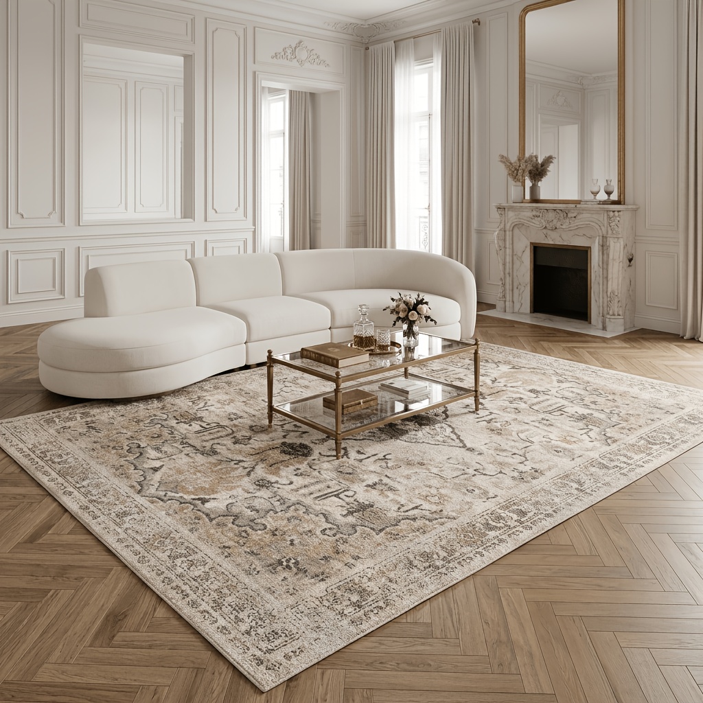 TEMU 1pc Of Luxurious Bohemian-style Floral Velvet Rug - Soft, Durable, Non-slip, Machine Washable. Suitable For Living Room, Bedroom, Dining Room,