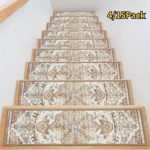 carpet stair treads for wooden steps indoor 15 pack 8 x 30 peel and stick stair treads non slip staircase step treads reusable stair runner rugs for dogs