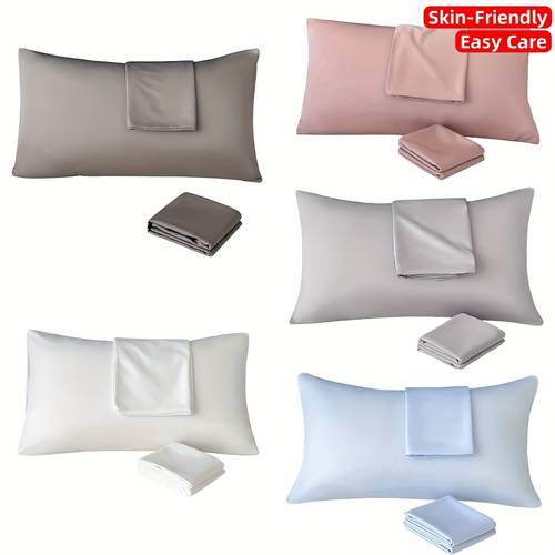 cooling pillowcase 2pcs set suitable for hot sleepers machine washable soft breathable fabric with envelope closure for living room bedroom hotel solid color pillowcases unisex holiday gift sizes 40x60cm and 50x75cm
