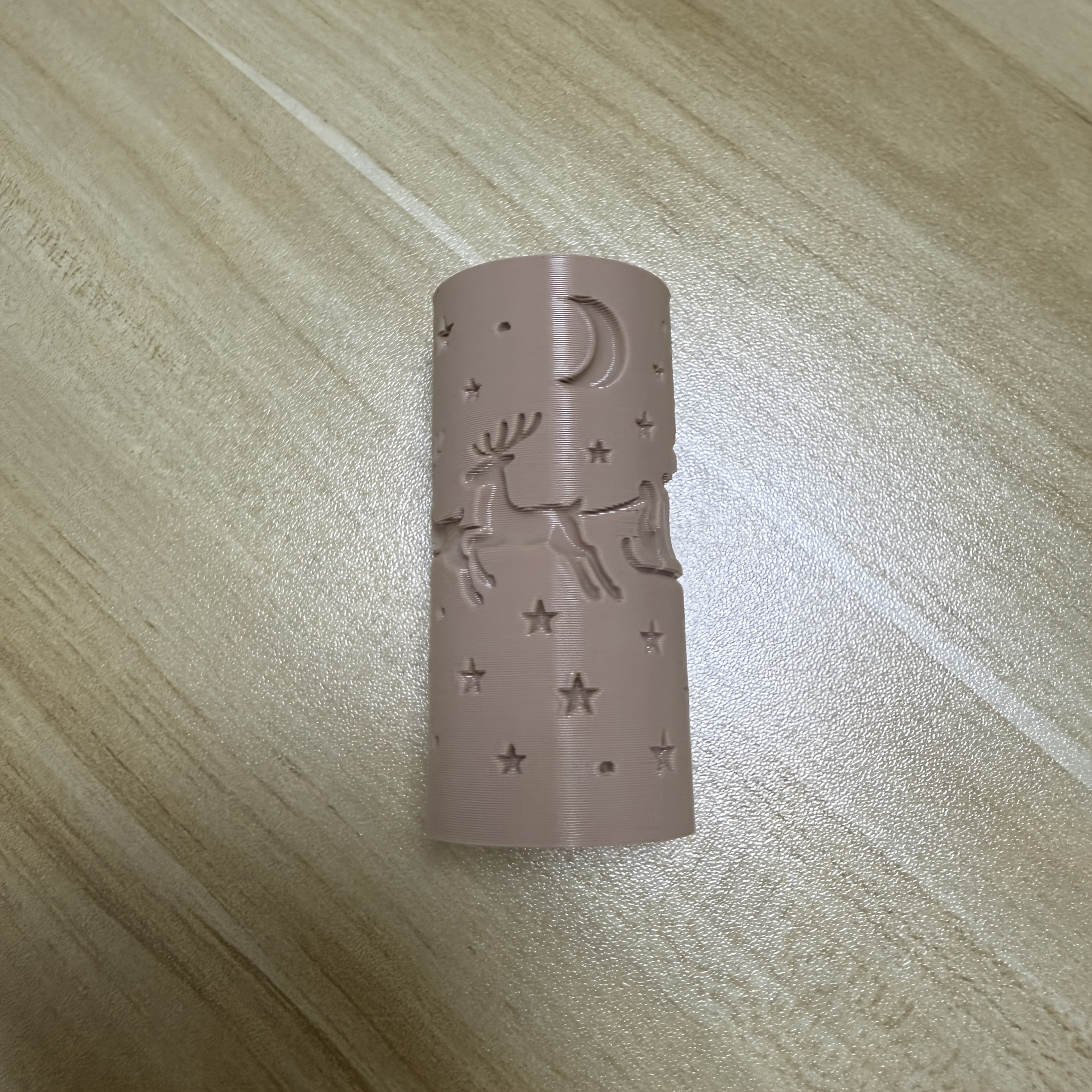 TEMU 1pc Christmas Reindeer Starry Sky Pottery Roller Stamp, Sleigh Star Pattern, Soft Clay Slab Special Embossing Roller, Rolling Continuous