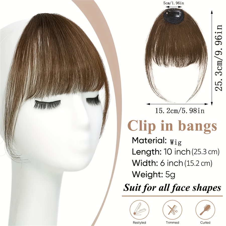 1pc elegant synthetic bangs hair clip natural full bangs hair accessories for daily wear deep   bangs hair accessories details 3