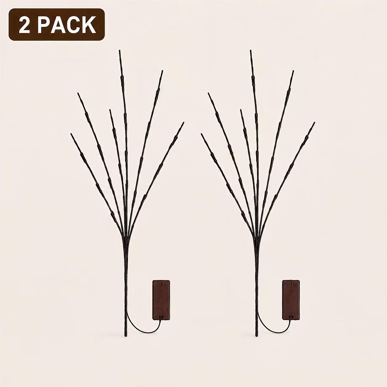 TEMU 2-pack 40 Led Warm Light Branch Lights, Battery-powered (batteries Not Included), Artificial Branch String Lights, Suitable For Indoor/outdoor