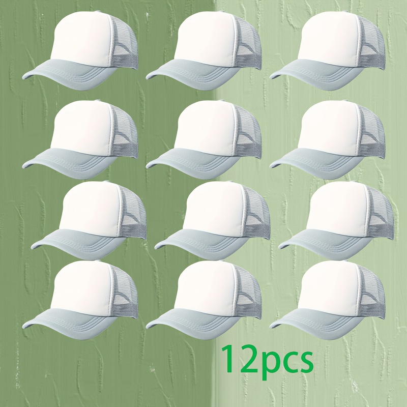 12pcs Custom DIY Pattern Printed Mesh Baseball Caps, Fashionable Style