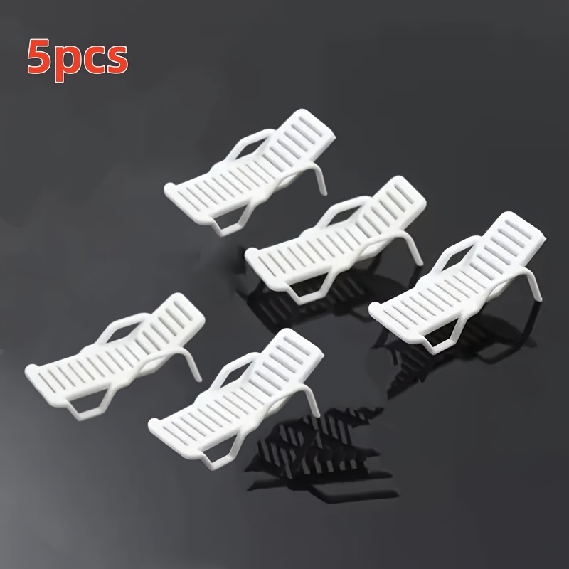 Image of Set Of 5 Miniature Plastic Park Benches /50 Scale, Beach Model Deck Chairs, Realistic Street Benches For Train Tracks, Materials For Architectural Models, And Gardening Additions For Micro-landscapes