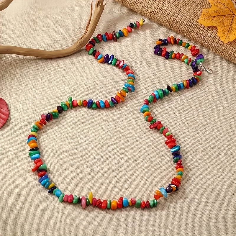 

Bohemian Stone Bead Necklace - Handmade With Natural Stones - Perfect For Everyday Wear