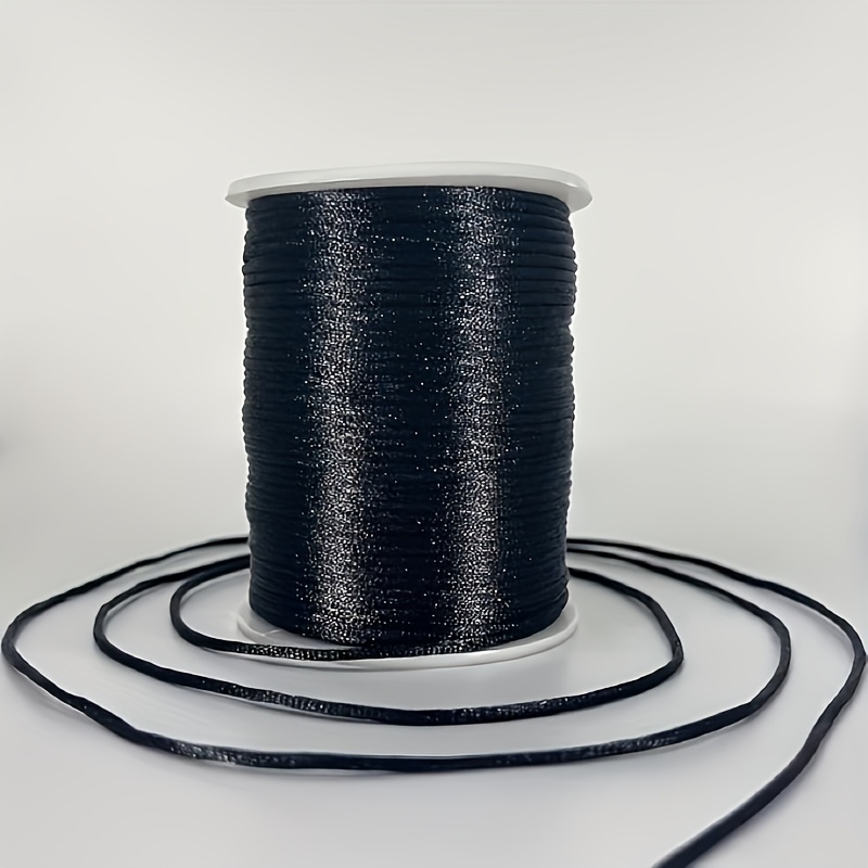 TEMU Ruban de cordon en nylon noir de 2 mm x 110 yd pour la fabrication de bracelets et de bijoux, cordon de dentelle à queue de rat, collier de