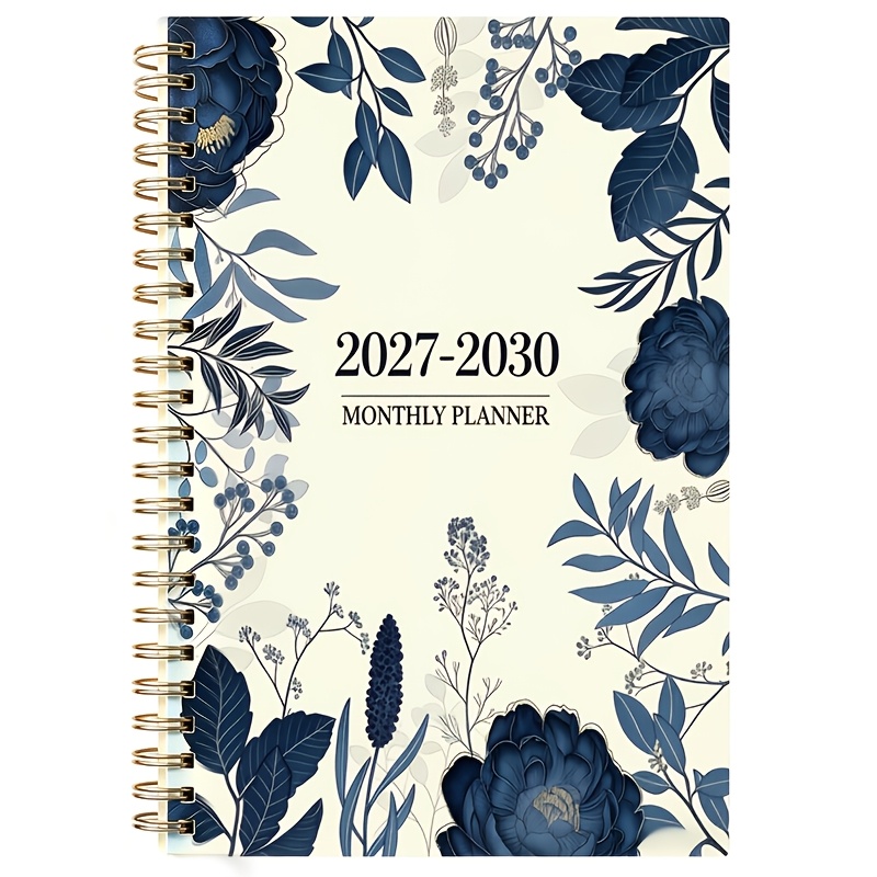 TEMU 1pc Calendrier A5 2027-2030 - 2027 à Décembre 2030, Calendrier 4 Ans, 3 Options de Couleurs de Design de Couverture Florale Élégant, Calendrier