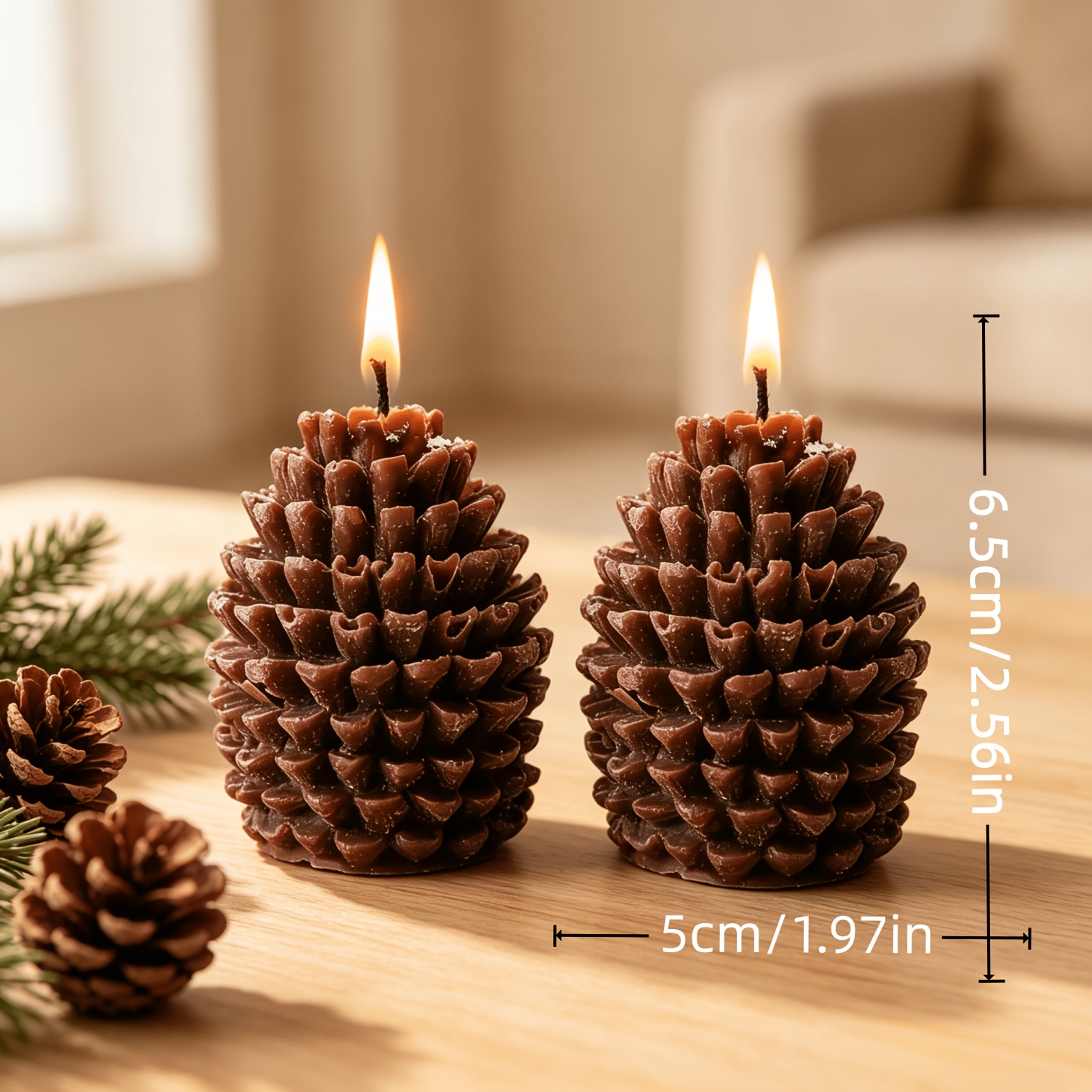 TEMU 2pcs Christmas 3d Candles, Christmas Atmosphere Photography Prop, Decor, Scented Ornament