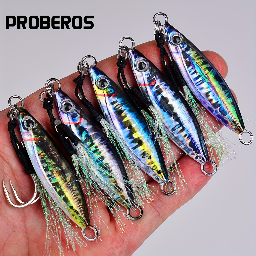 

Proberos 5pcs Metal Jig, Trolling Hard Bait, Bionic Bass Fishing Lure, Slow Pitch Jig