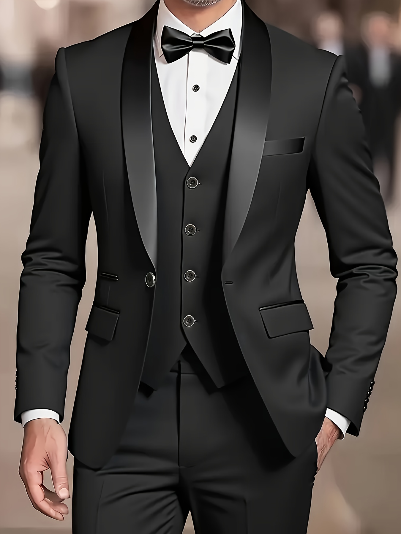 Men'S 3pcs Suit, Including a Blazer, Vest, And Trousers, Stylish And High-Quality.