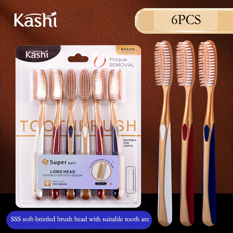 Image of New Set Of 6 Dopamine Long-headed Soft-bristle Toothbrushes For Deep Cleaning, Suitable For Couples, Students, And Home Use(random Color)