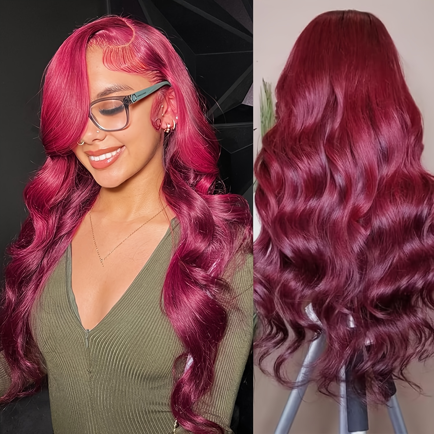 Red wine 99J Wig fullCap thick Burgundy cap 2020 Amazon.com : 99j Burgundy Lace Front Wigs Human Hair Wine  main image 2