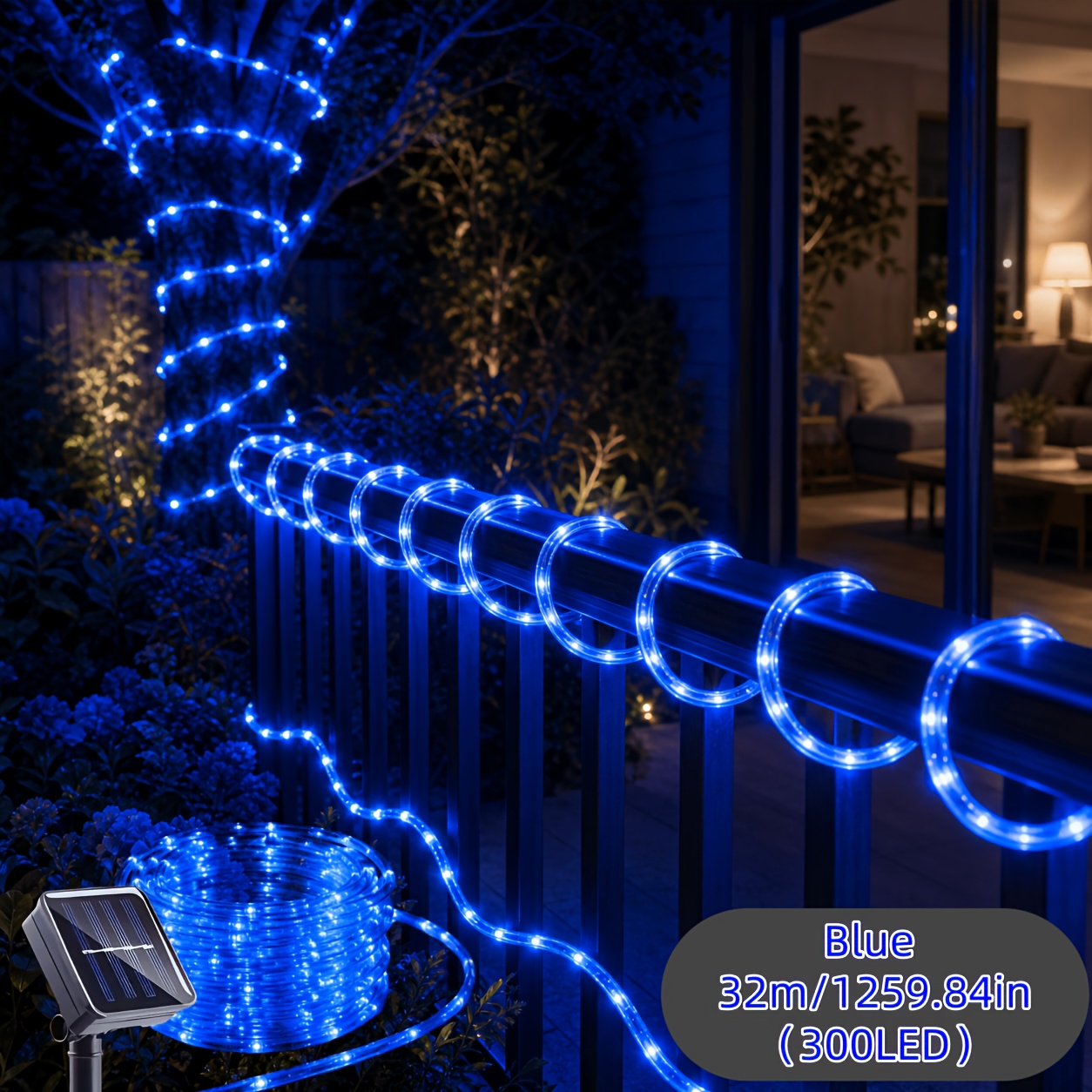 TEMU Solar Tube Light Hose, Suitable For Various Outdoor Spaces, Courtyards, , Light String Supporting Multiple Flashing , Suitable For Holiday