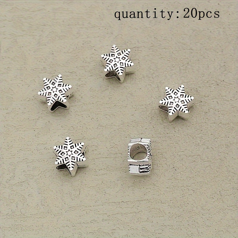 Image of Christmas 20pcs Fashion Retro Snowflake Large Hole Spacer Beads Holiday Decor Bracelet Threading Loose Beads Jewelry
