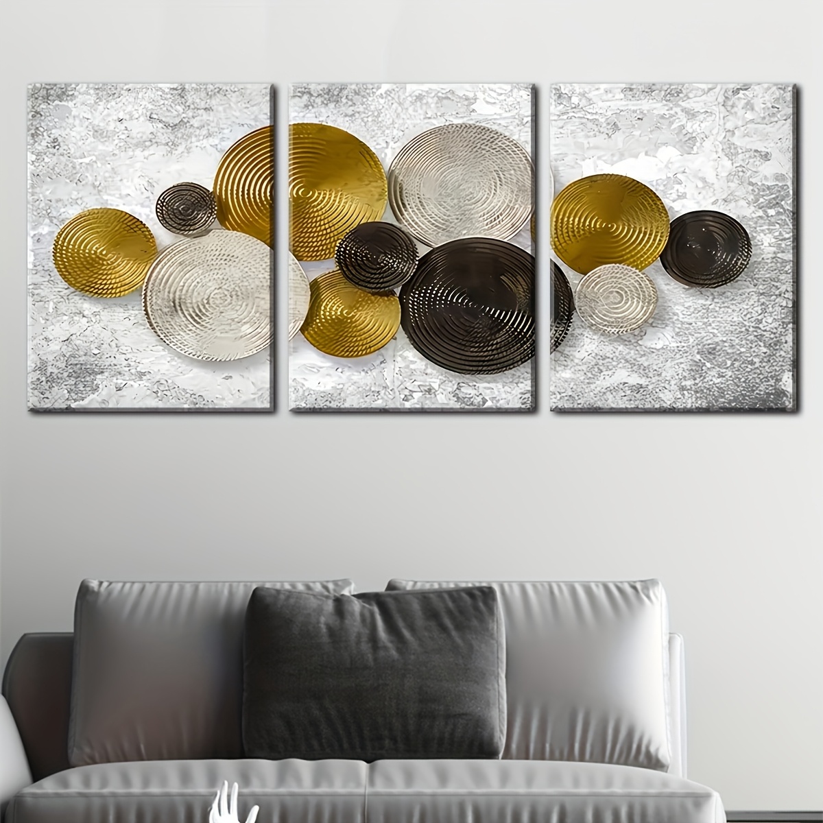 3pcs abstract golden accent wall art hang high Temu Mauritius