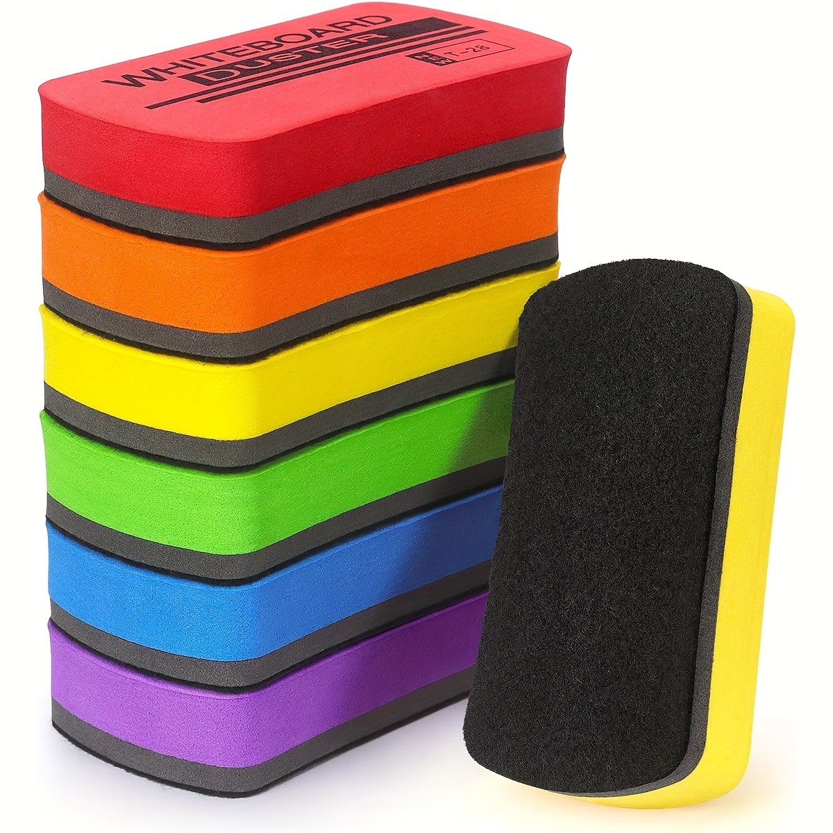 TEMU 6-pack Sponge Blackboard Erasers For Magnetic Whiteboards, Dry Erase, Office Presentation Whiteboard Erasers, 6 Colors, Suitable For Office
