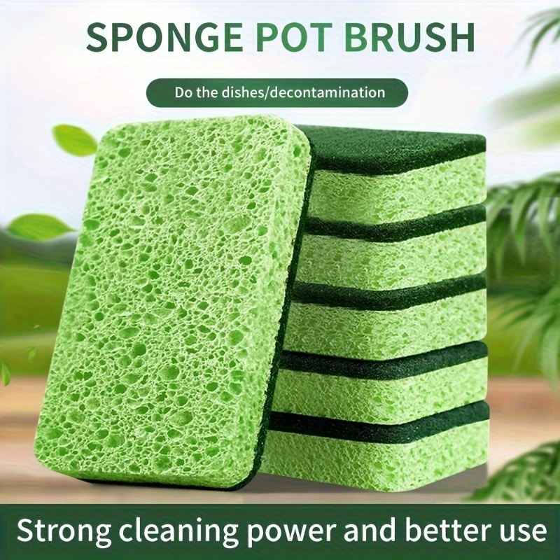 1pc Dual-Sided Green Scrub Sponge - Non-Coated Wood Pulp Dishwashing Sponge for Kitchen Cleaning, Durable & Absorbent, Ideal for Cookware and Utensils, Kitchen Cleaning Essentials|Dual-Sided Sponge|Wood Pulp Sponge, Kitchen Sponge, Dish Scrubber/scrubb Daddy, Vegetable/wood Pulp/wood Fiber Sponge, Sponge For Washing Dishes, Sponge Cloth, Scrubbing Pad, Sponge For Dishwashing/kitchen