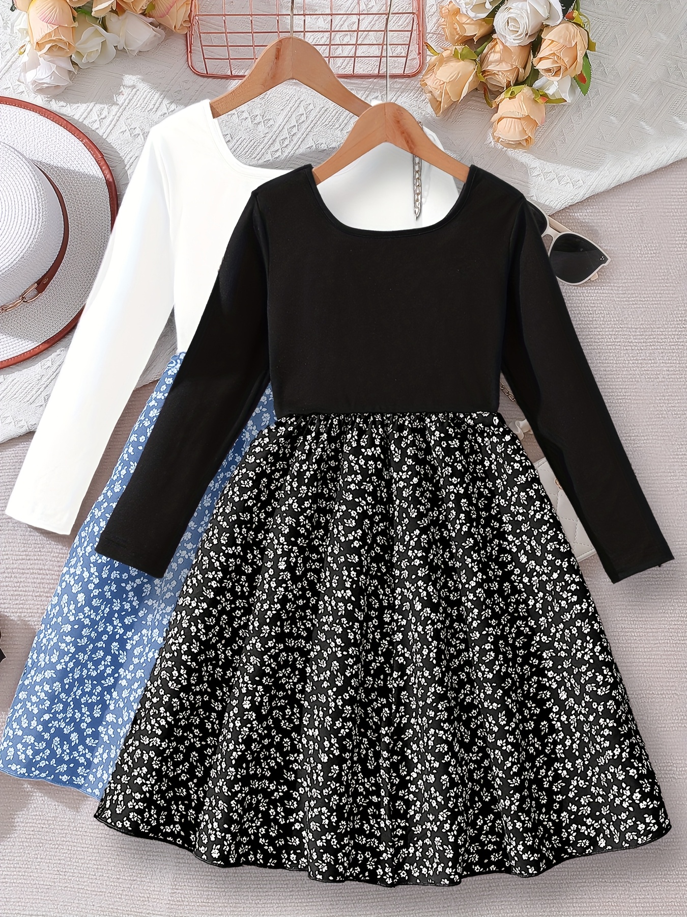 sachin and babi light blue dress 2pcs set 7 14 year old girls classic versatile spring autumn