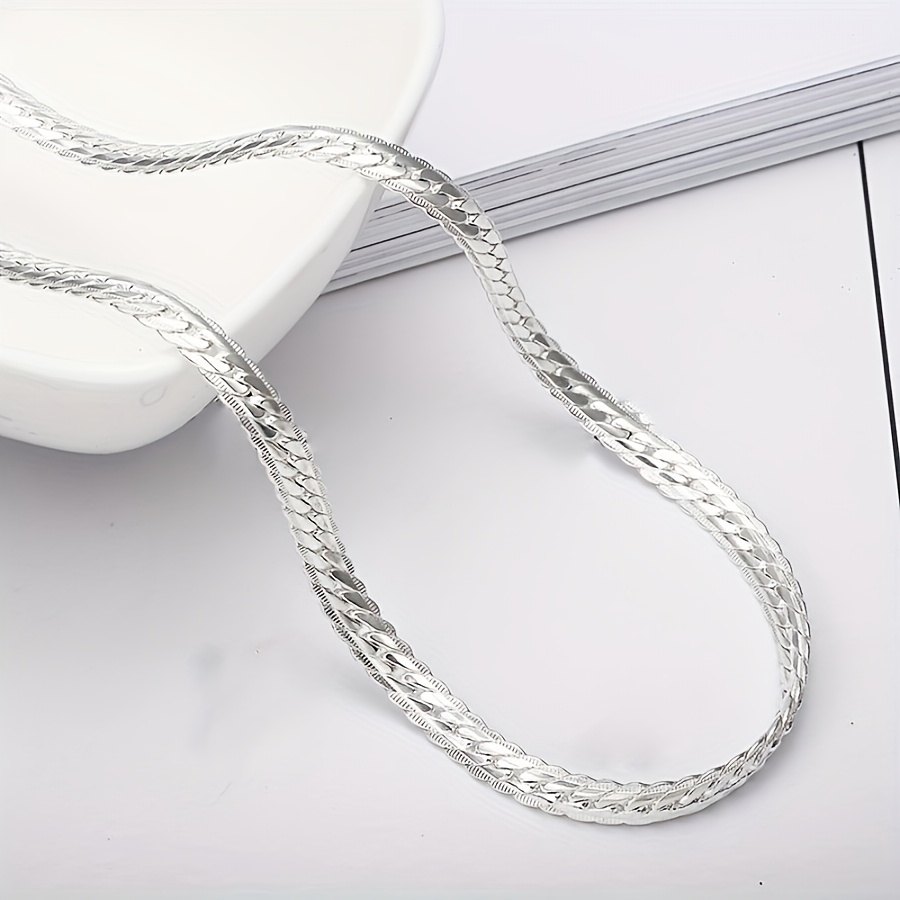 

1pc Elegant 925 Sterling Silver Necklace Chain, 20-inch, Unisex, Versatile For & Gifting, Ideal For Fashion, Weddings, Engagements