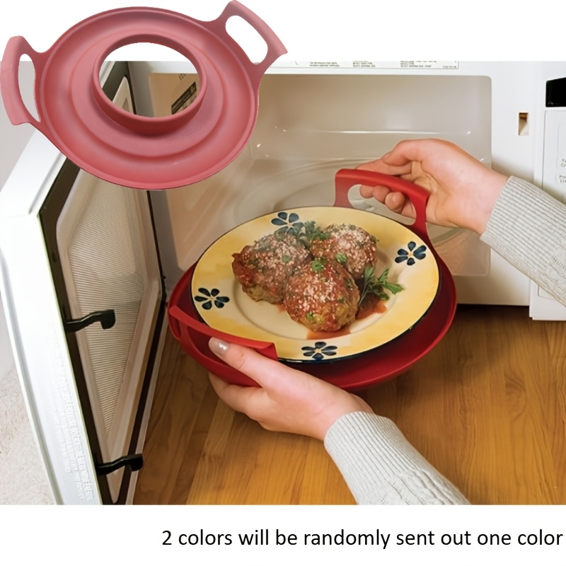 1pc Microwave Heating Tray With Handle, Microwave Tableware Additions, Microwave Bowl Rack, Household Kitchen Tableware Additions, Microwave Quick Heating Tray. Prevent Being Scalded. Non-food Contact