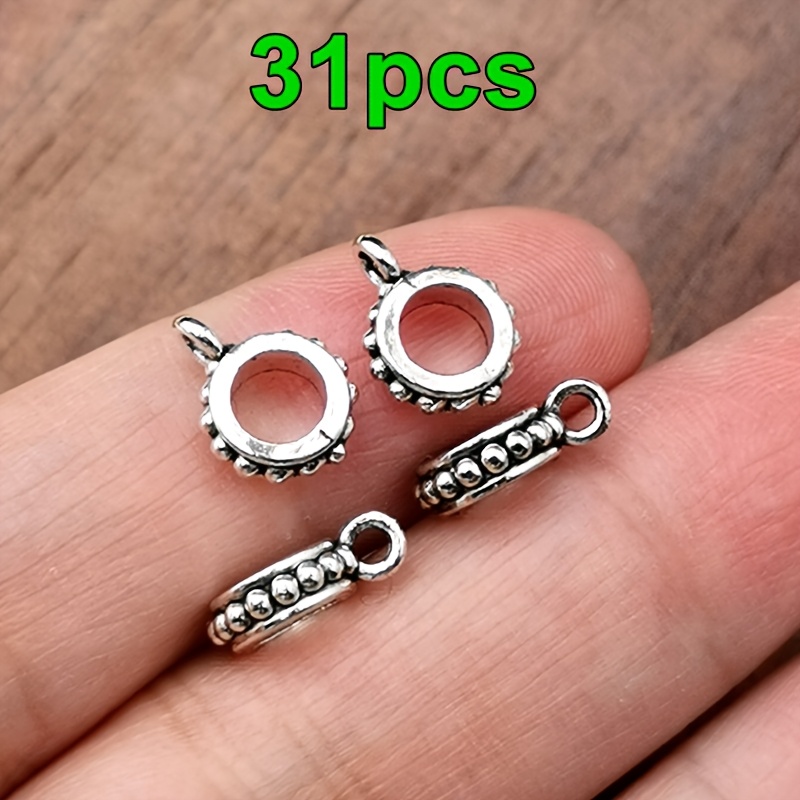 TEMU 31pcs Connecteurs Petits Pendentifs, Breloques Pendentifs Mode Femme, Grands Perles Trouées, Perles, Perles d'Espacement, Perles Libres, Collier