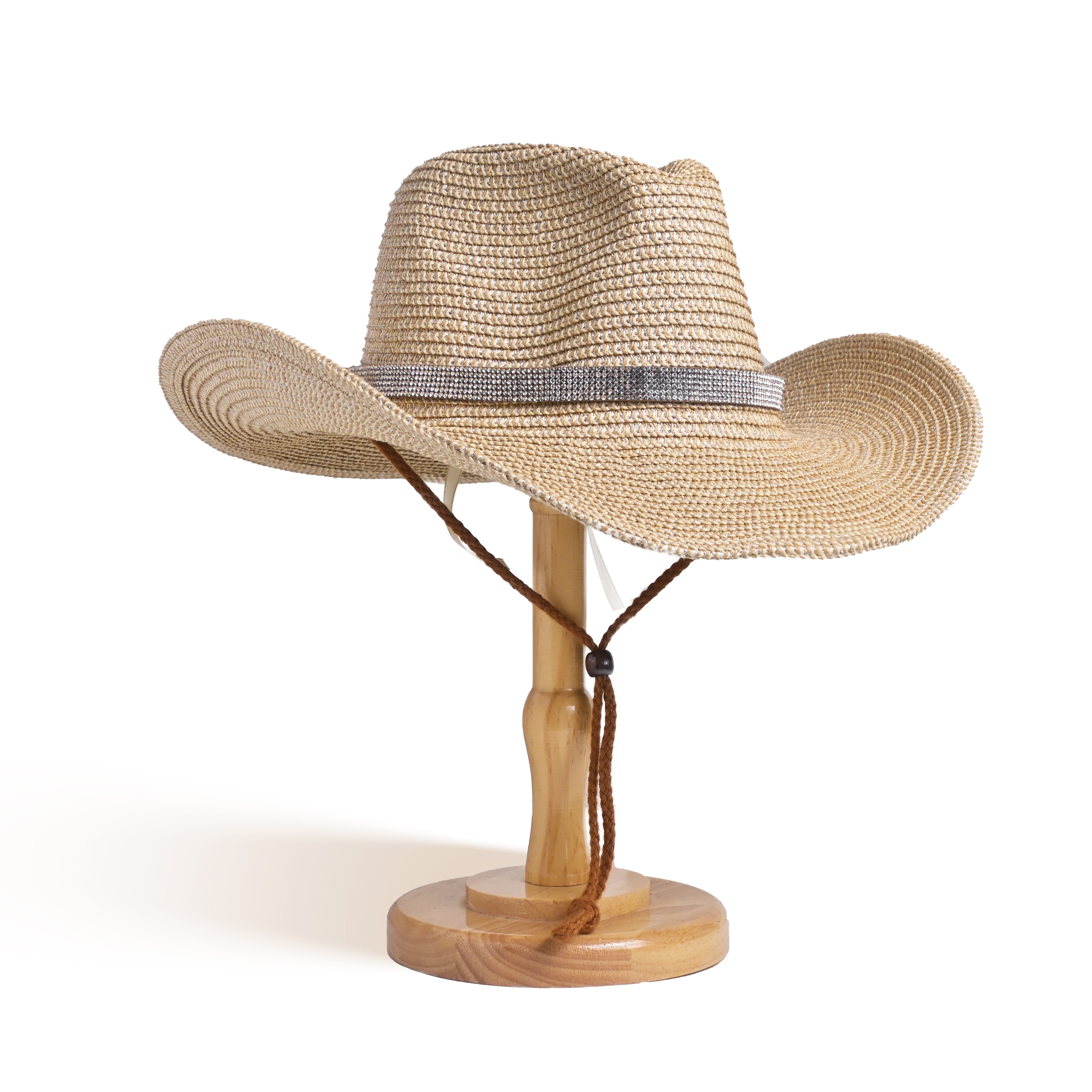 solid color straw cowboy hat western hat - Temu display picture 3