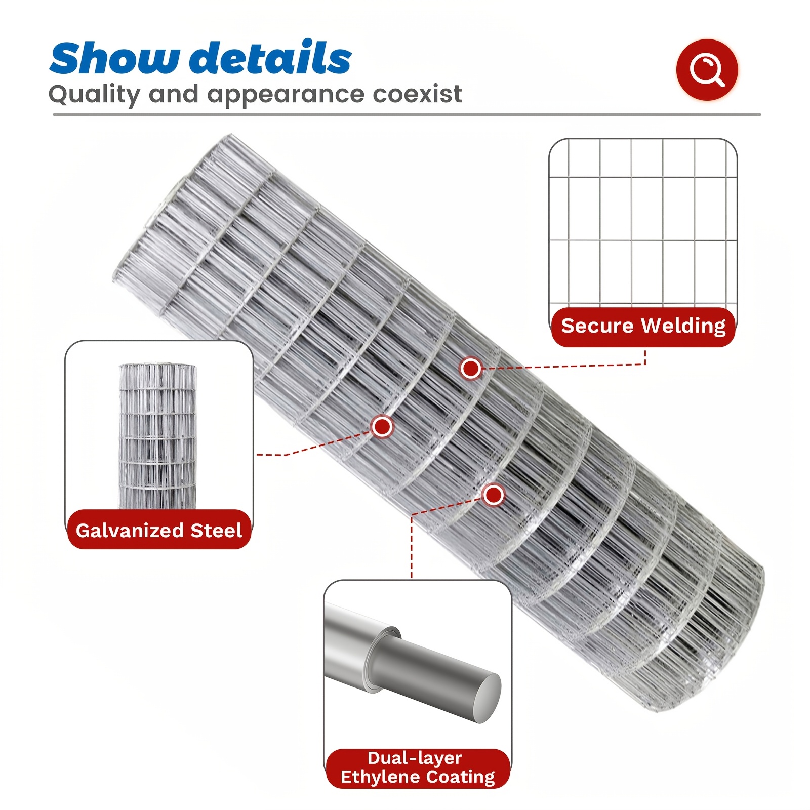 15 gauge galvanized welded wire fence mesh roll x4 heavy Temu