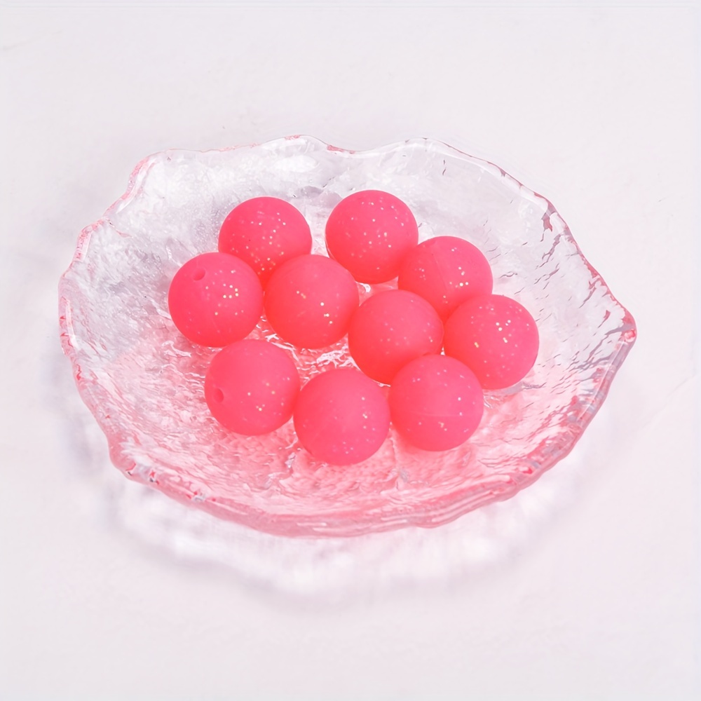 60pcs Glitter Silicone Beads in 6 Vibrant Colors for DIY Jewelry
