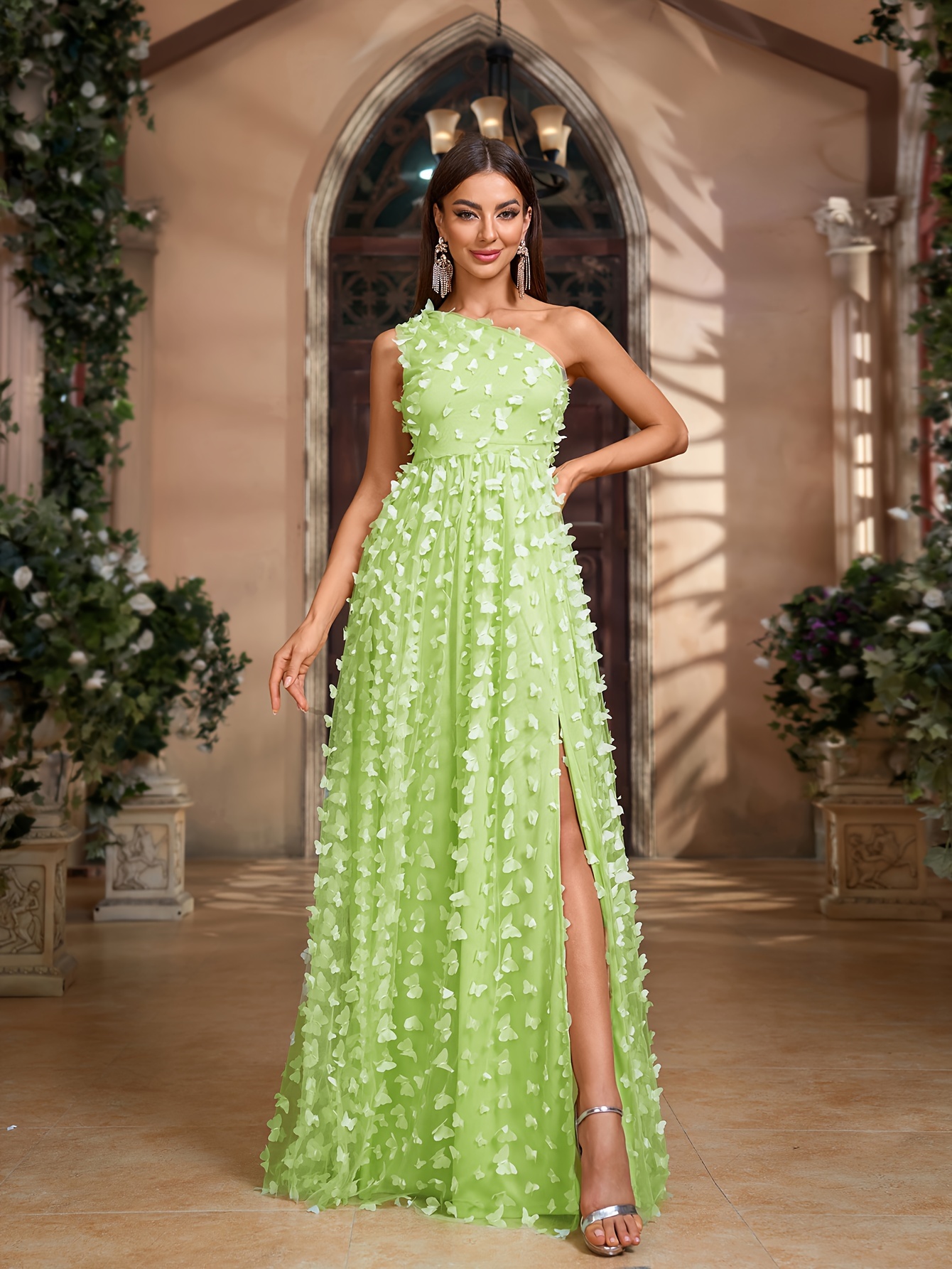 green emerald velvet dress Layalina Dark Green Maxi Dress With Long Sleeves