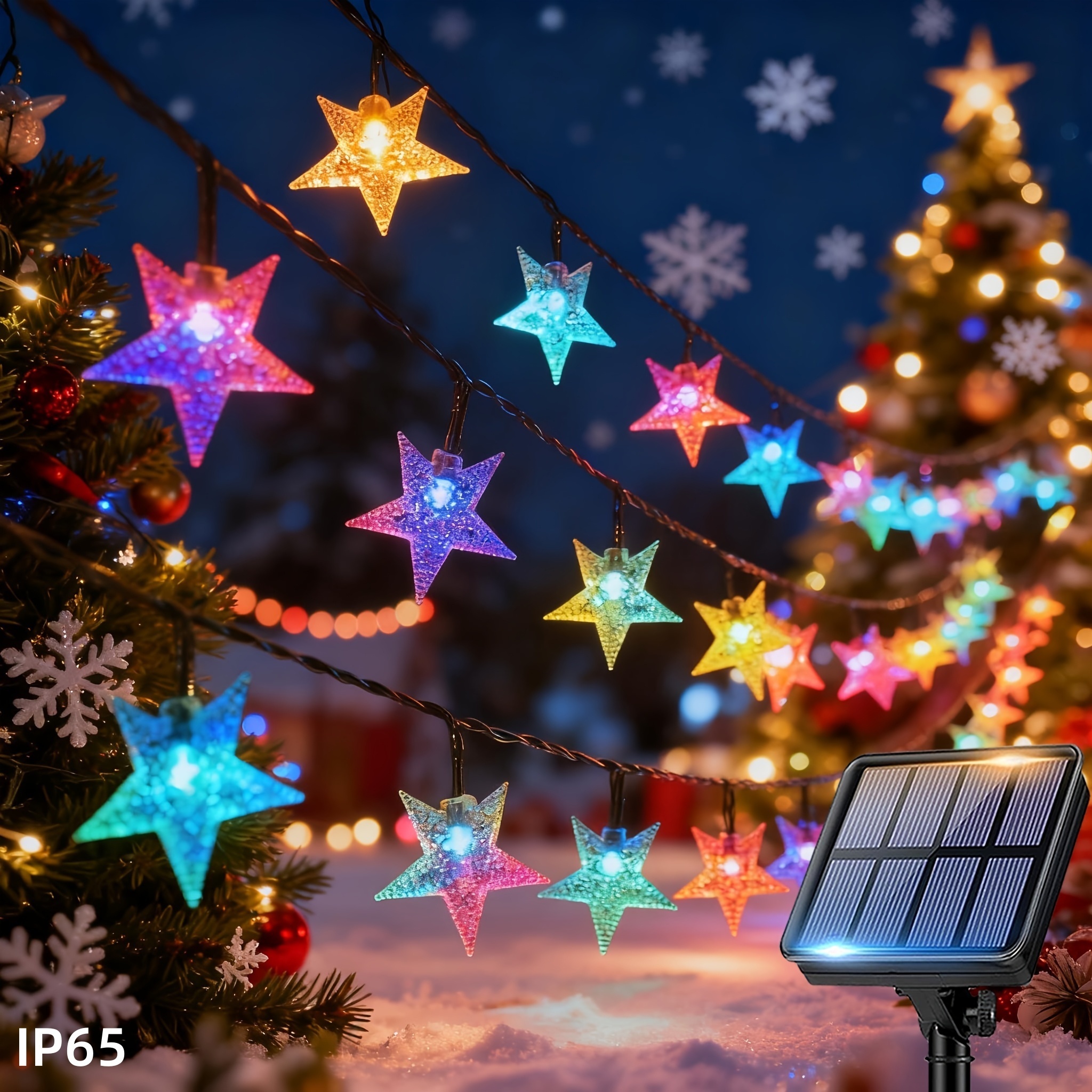 TEMU Led Solar String Star String Fairy Light | Ip65, , Solar Charging, Suitable For Parties, Weddings, Gardens, Christmas Tree Decoration, Outdoor