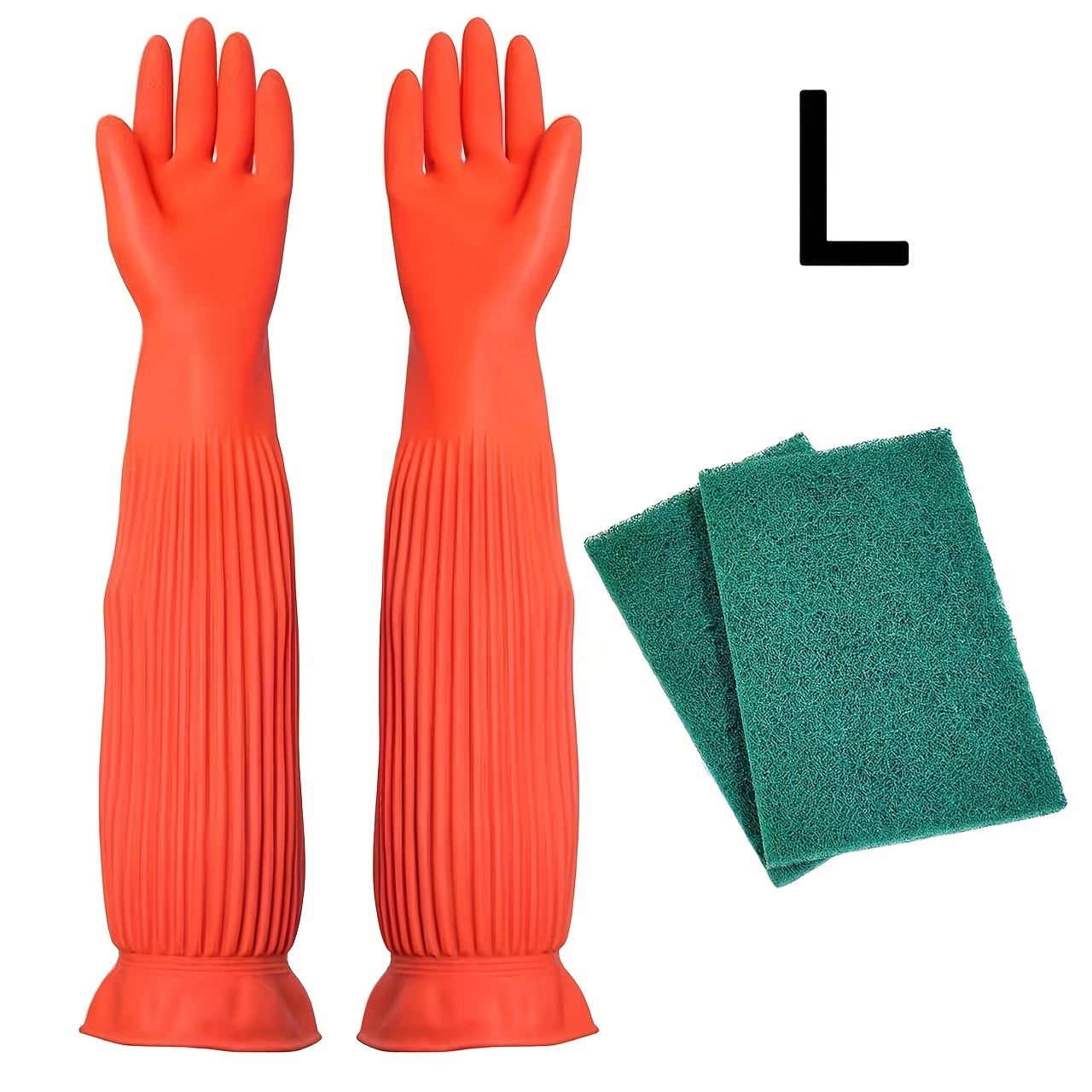 TEMU 21.6-inch Long-sleeved Aquarium Cleaning Gloves - Extra Long, Thick, Anti-slip Reinforced Design, With 2 Cleaning Sponges, Suitable For Kitchen