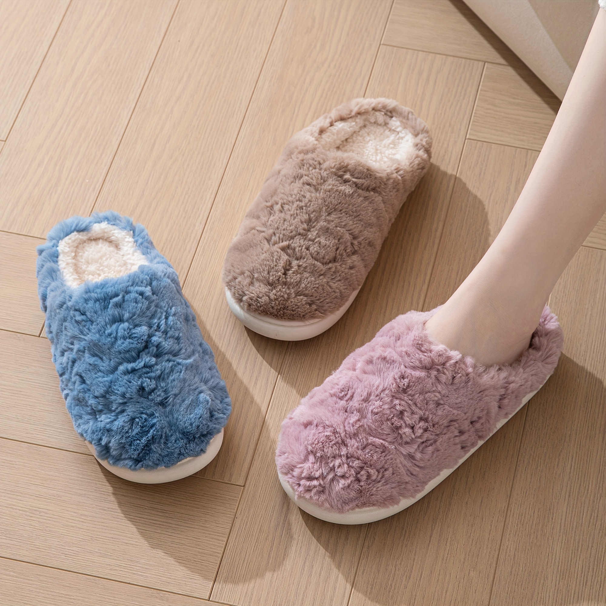 women s slippers indoor fuzzy house shoes soft anti slip details 5