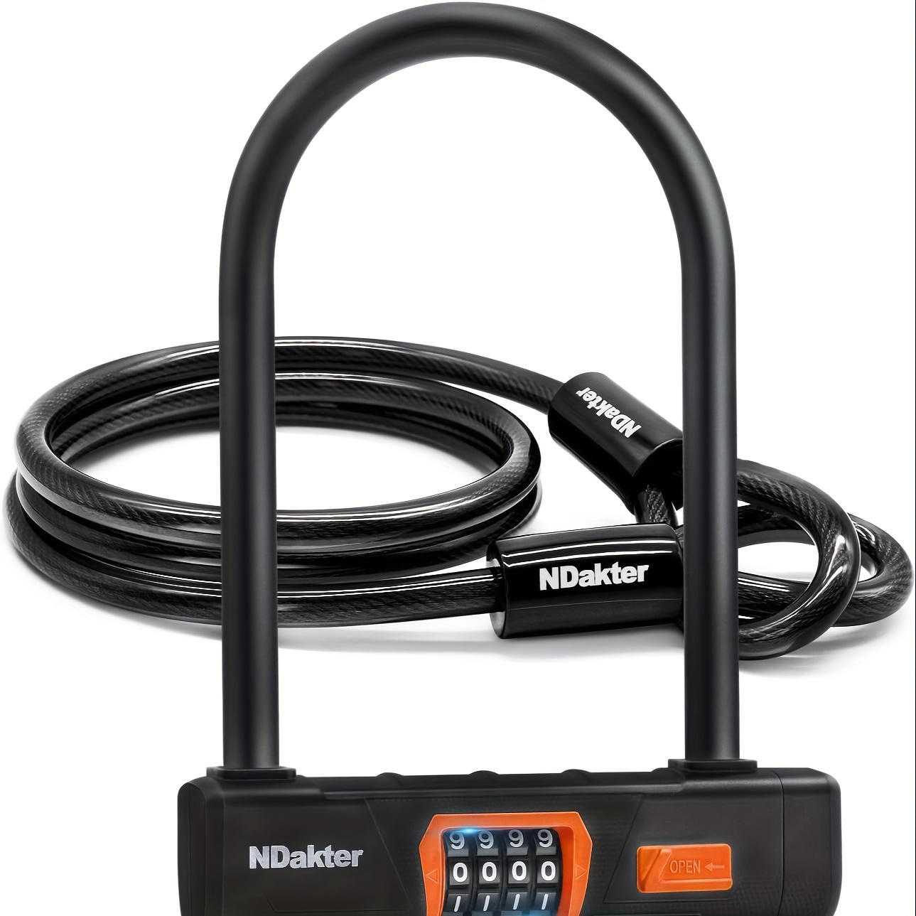 

Ndakter Bike Locks Heavy Duty, Anti Theft, Combo Bike U Lock, 4-digit Resettable Combination Bicycle Lock, Large U Shaped Ebike Lock With 5ft Steel Cable For Electric Bike, , Motorcycle, Door