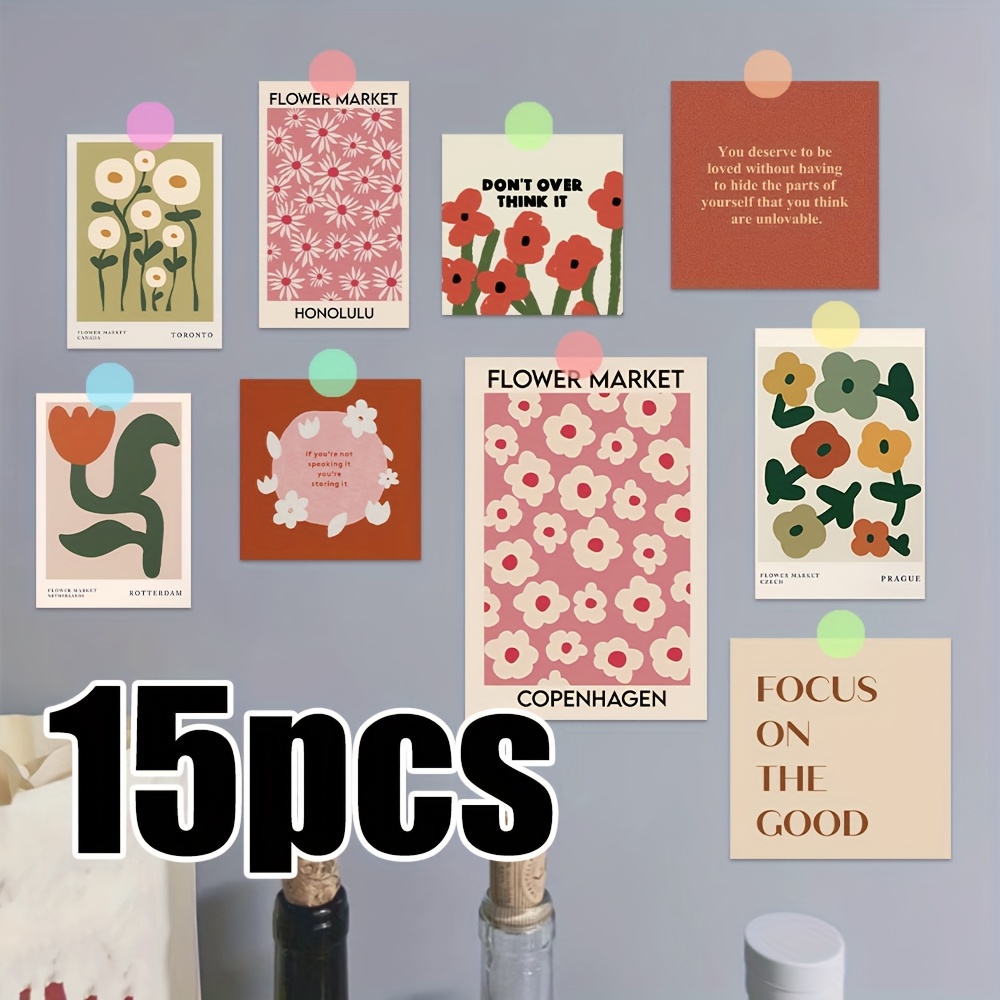 Image of 15pcs Stories Between Flowers Wall Decoration Card Wall Stickers Living Room Dormitory Flowers Stickers For B& Bedroom Layout Photography Photo Props