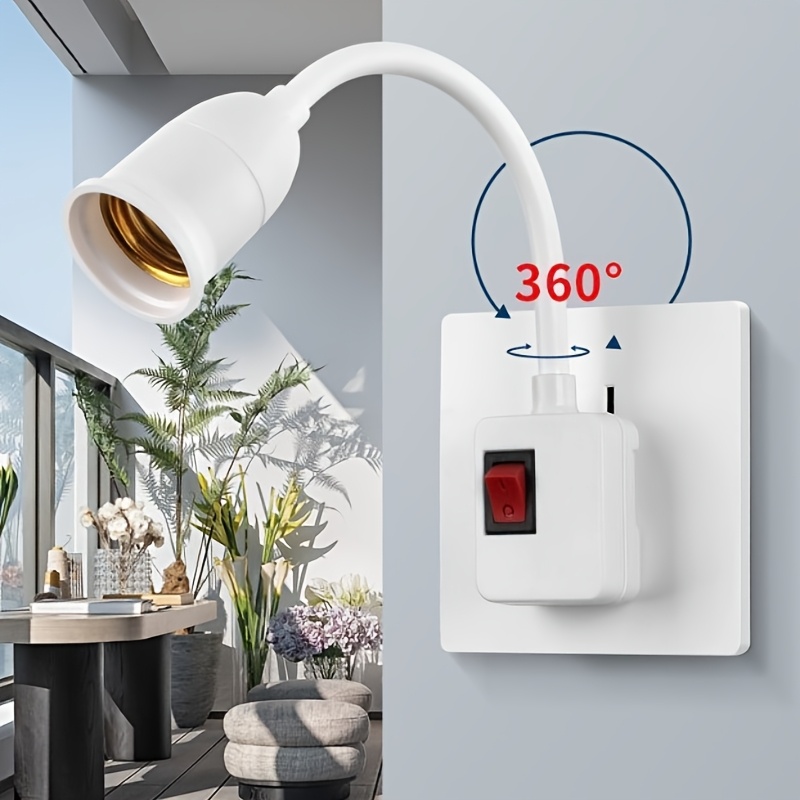 

E27 Plug-in Wall Light Socket Adapter, With Flexible Gooseneck, Switch, And Us Plug, 110-130v Ac Power Supply, No Bulb Included, For Night Light, Bedside, And Wall Fixture