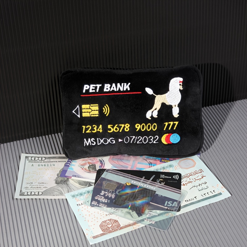 

Interactive Squeaky Dog Toy - Embroidered Bank Card Design For Small To Medium Breeds, Polyester Material, Teddy Poodle, Embroidery, Sound Toy, Dog