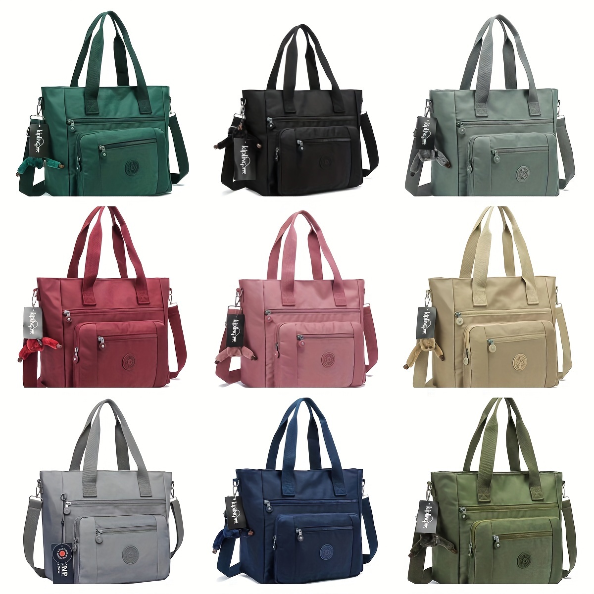 

Chic Women's Nylon Tote Bag - Spacious & Durable, Waterproof, Lightweight With Multiple Pockets For Everyday Use - Available In Army Green, Black, Khaki, And More