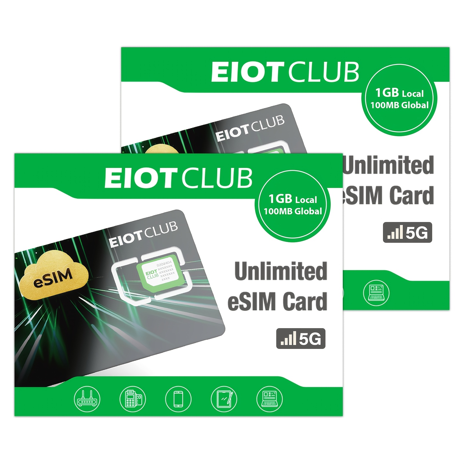 TEMU 2 Stück physische eSIM-Karte für – Unbegrenzte Profil-Downloads, 1GB Daten & in über 200 Ländern, Micro-SIM Format, kompatibel mit entsperrten