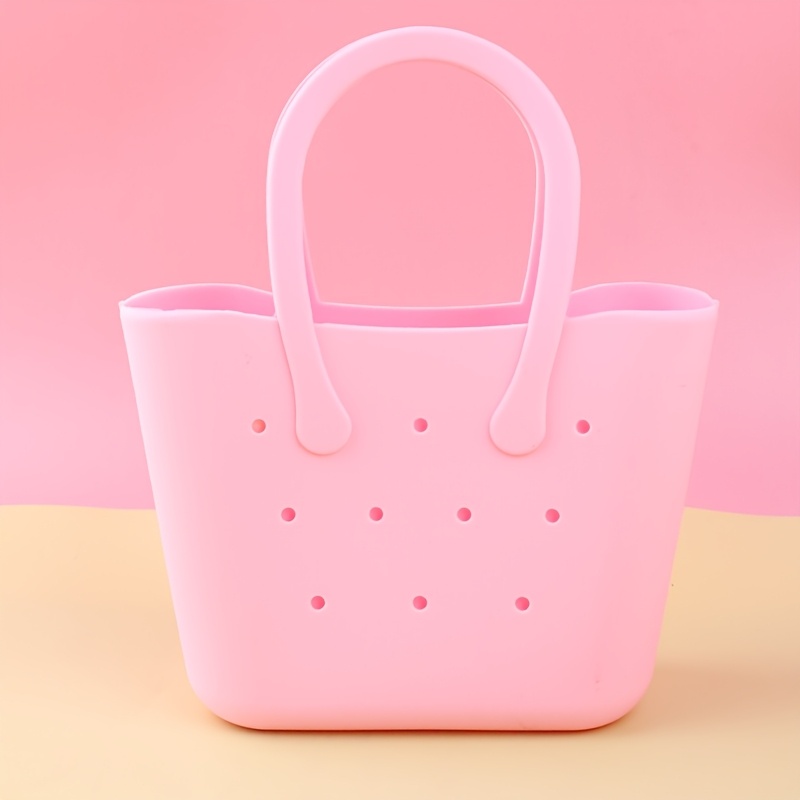 TEMU 1pc Bolsa de Playa de Silicona, Bolsa Tote de Color Sólido, Ideal para Salidas a , Bolsa de Malla, Bolso de Moderno, para Adolescentes