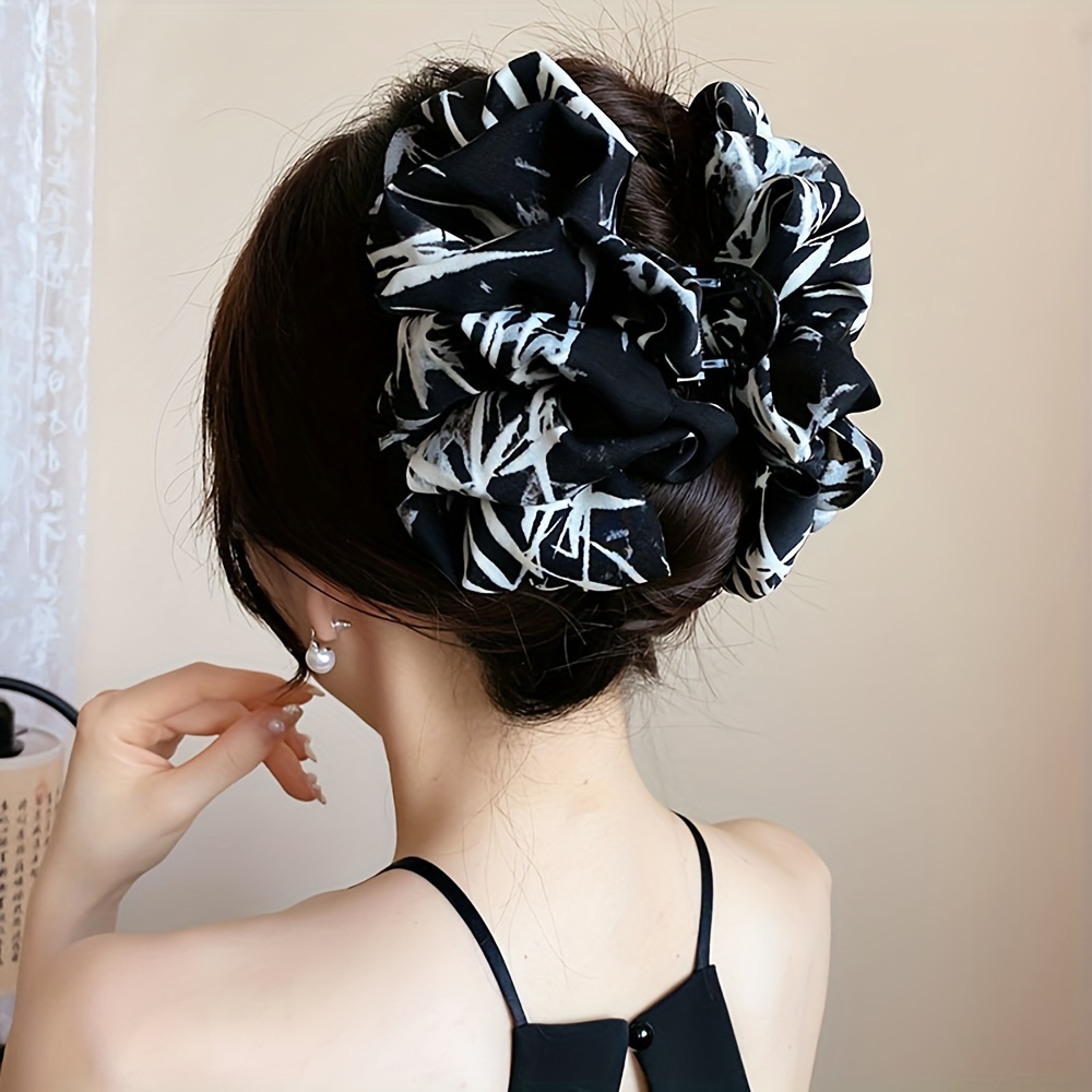 TEMU 1pc Of New Chinese-style Pleated Bow Large Claw Clip, Elegant Non-slip Back Of Clip, Fashionable Hair Clip Suitable For Daily Wear, Gift