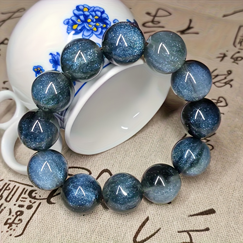Image of Men's & Women's Bohemian Marble Slab Resin Bead Bracelet - 20mm Elastic Stretch December Birthstone Jewelry, Design, Handmade Gift For Valentine's Day, Wedding, Anniversary ( Wear) - Unisex For )