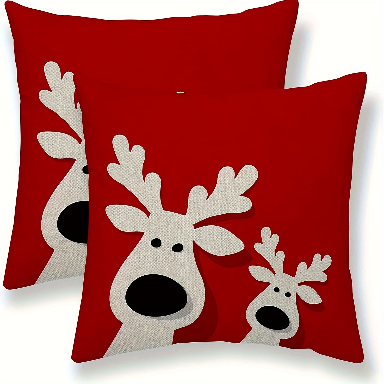 

2pcs Set Christmas Pillow Covers - Elk & Deer Design, , Zip Closure - Decor, Sofa & Couch Accents, Machine Washable - Sizes: 16x16/18x18/20x20, Christmas Decor