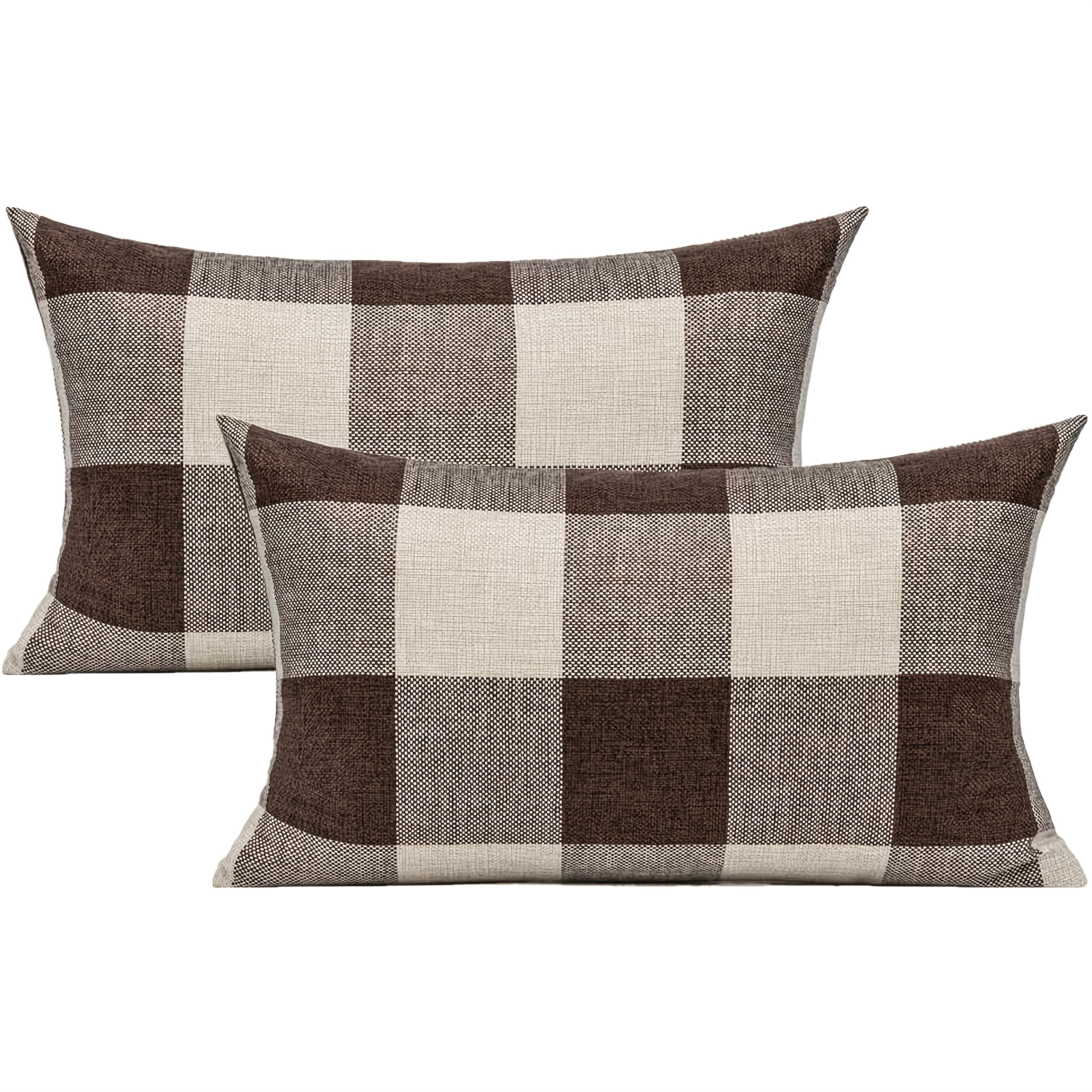 TEMU 2pcs, 12x20 Inch Set Of 2 Buffalo Plaids Decorative Throw Pillow Cases Farmhouse Checkers Lumbar Rectangle Cushion Covers Home Decor For Sofa