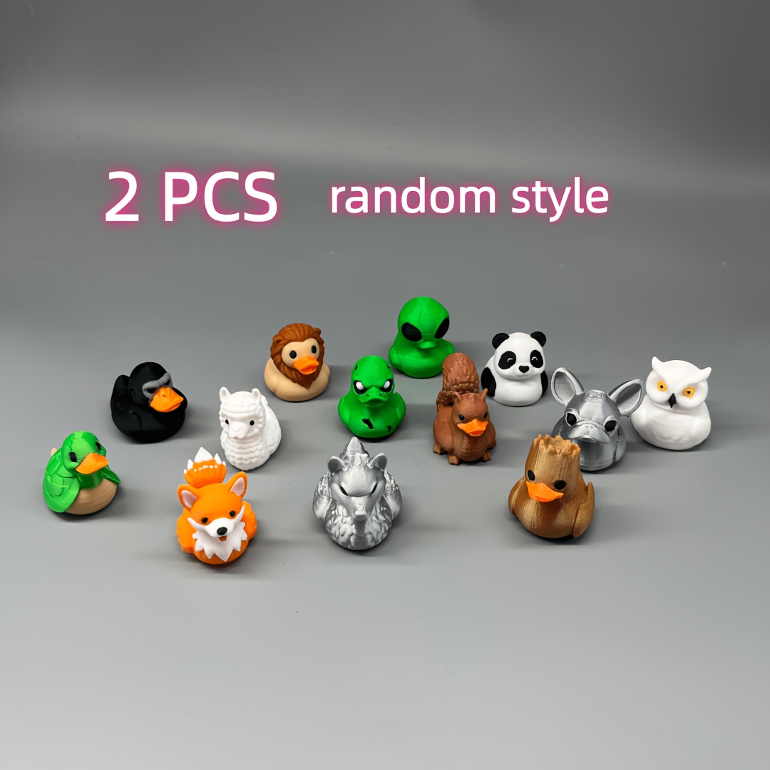 TEMU 2pcs Random Color And Style Figurines, Sturdy Plastic Animal And Fantasy Creature Duck Collectibles, Multiple Designs From, Fun Decorative Items