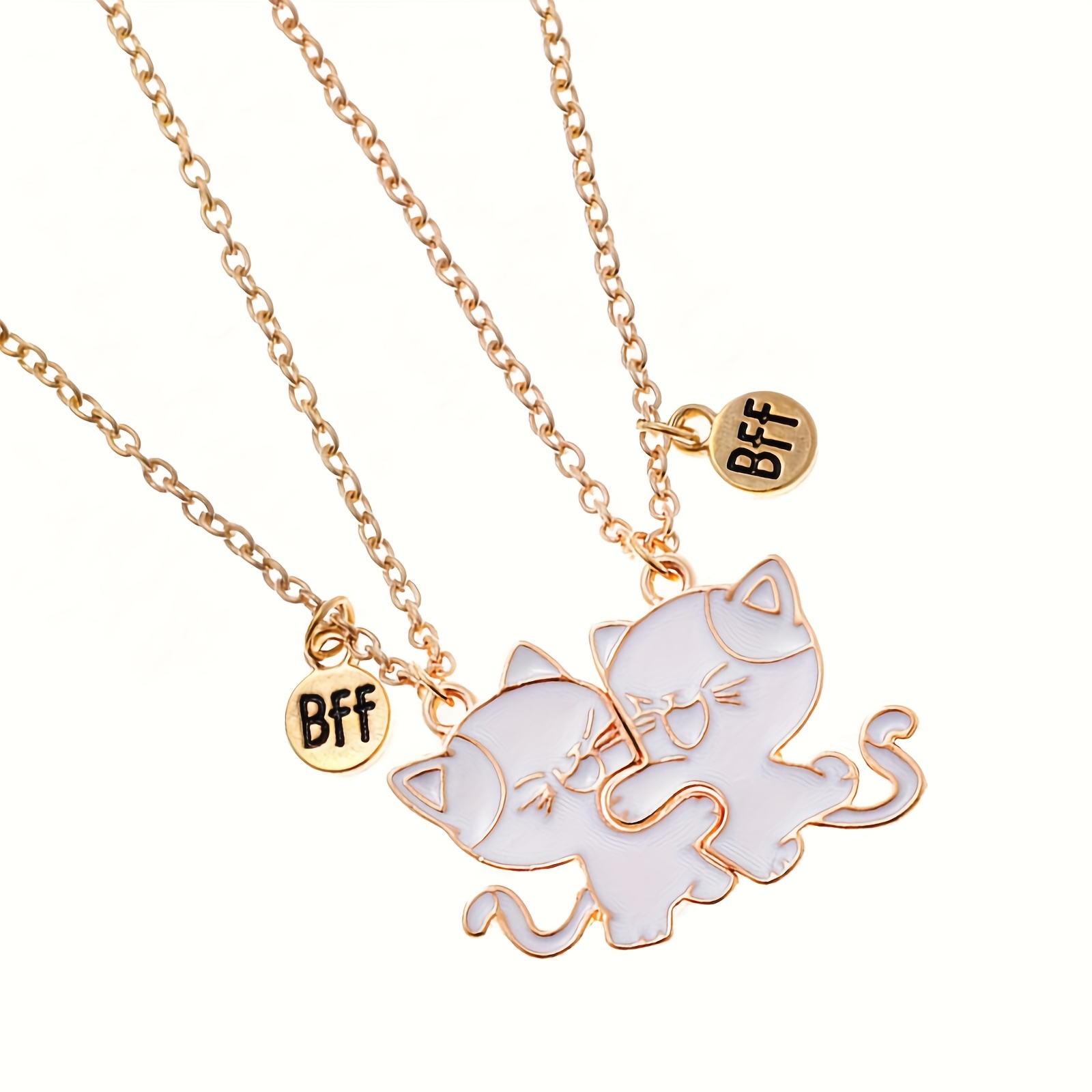 2pcs Cat Friendship Necklace with Pendant Set
