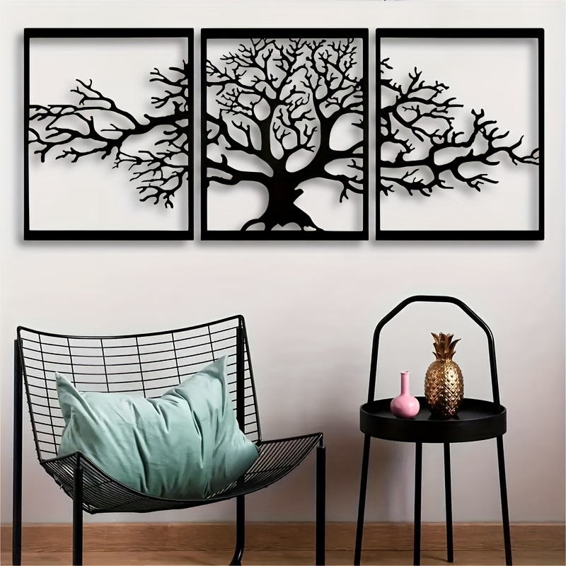 

Ensemble d'art vintage en métal pour arbre, 3 pièces, décoration intérieure rustique pour salon et chambre, décorations murales extérieures, pas besoin d'électricité