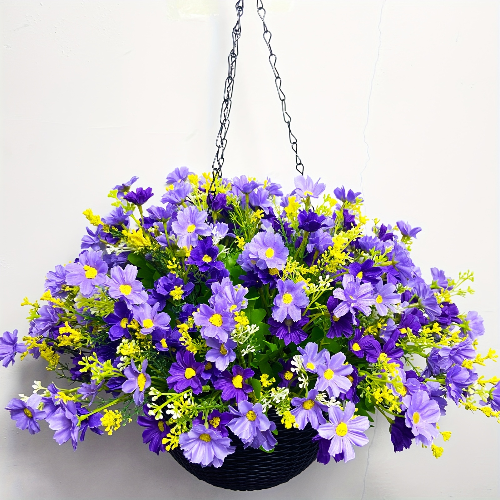 8 2 black plastic hanging  t with artificial daisy flowers vibrant outdoor decor for garden patio and festive occasions garden decoration festive decor colorful flowers hanging flower  